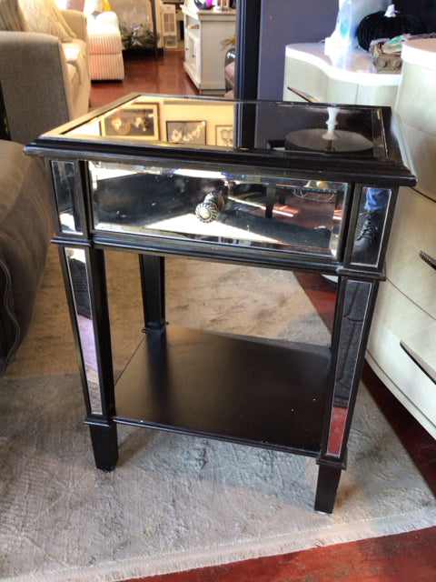 As Is Mirror Night Stand End/Side Black Table
