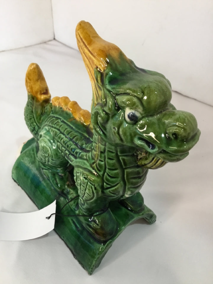 Oriental Green Ceramic Foo Dog Sancai Glaze Statue