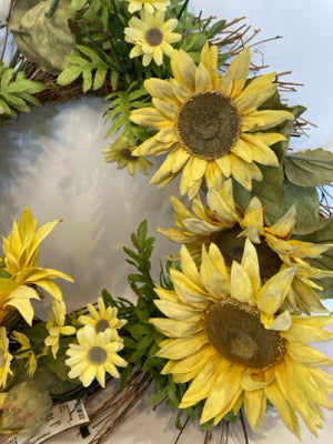 Yellow/Green Faux Silk Sunflowers Wreath