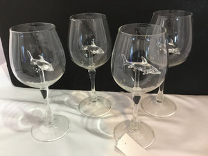 Set of 4 Clear Glass Shark Glasses