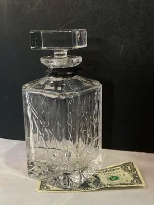 Godinger Whiskey Clear Cut Crystal Cross Hatch Decanter