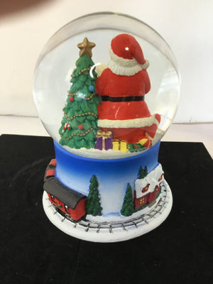 Snow Globe Multi-Color Resin Santa & Tree Musical Holiday Item