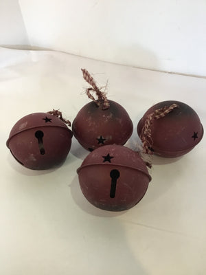 Bag of Red Metal Bell Set of 4 Holiday Item