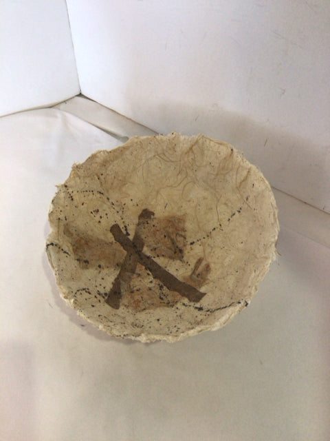 Cream/Brown Papermache Bowl