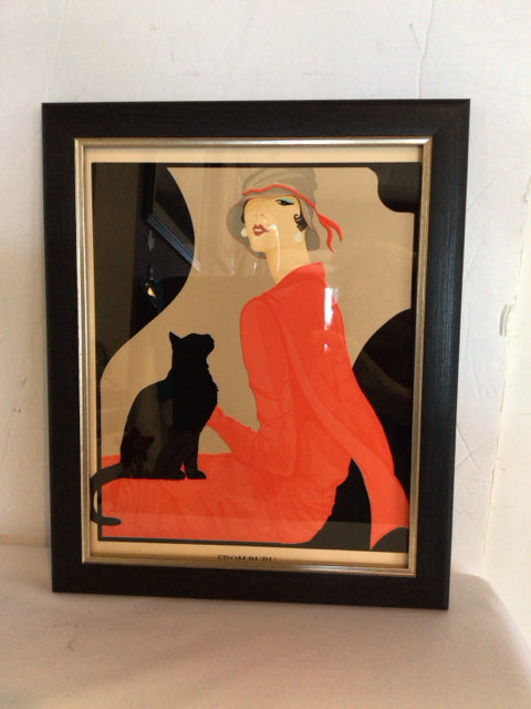 Art Deco Red/Black Woman Framed Art