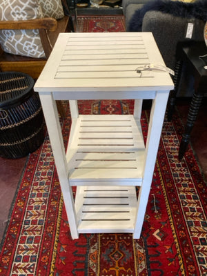 Painted Wood Slate Top Tiered White Table