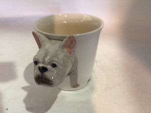 3D White/Brown Ceramic Dog Mug