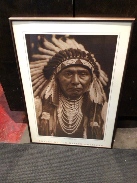 Native American Black/White Man Framed Art