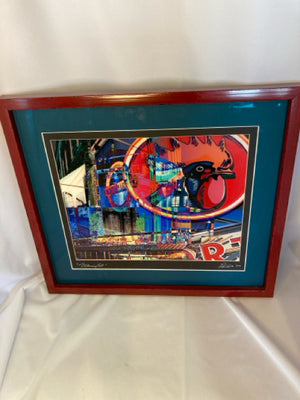 Signed Red/Multi Columbus Framed Art