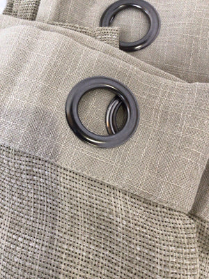 Pair Tan Linen Draperies/Curtains