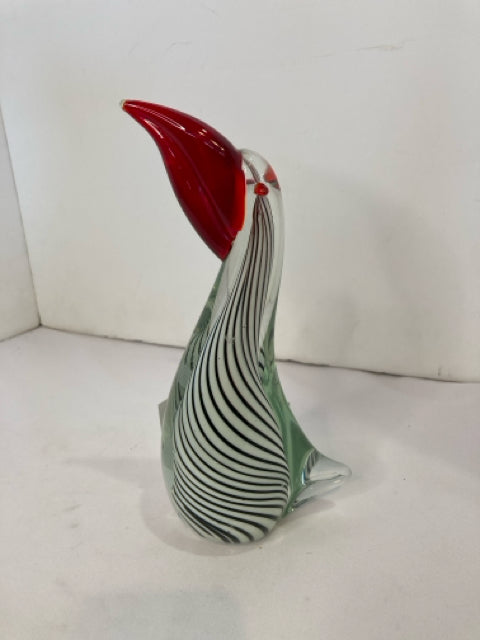 Red/Black Glass Pelican Figurine