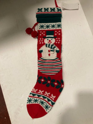 Stocking Red/white Snowman Holiday Item