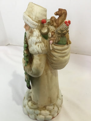 Schmid Musical White/Green Ceramic Santa Holiday Item