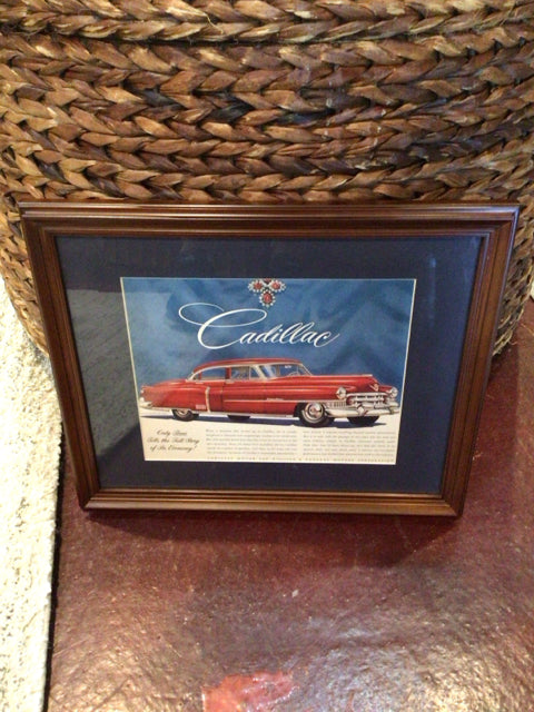 Vintage Red Car Framed Art