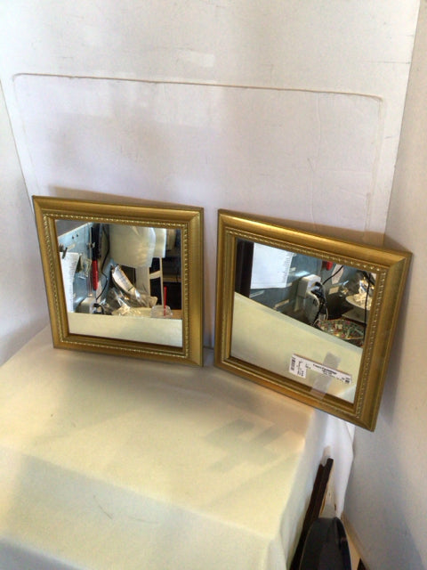 Gold Square Set of 2 Mirror