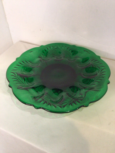 Mosser Vintage Green Glass Platter