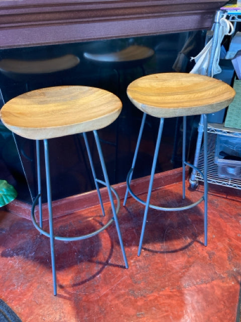 West Elm Bar Wood/Metal 30" Natural Barstool/Bar Stool