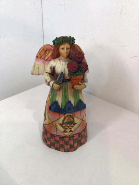 Jim Shore Pink/multi Wood Angel Figurine