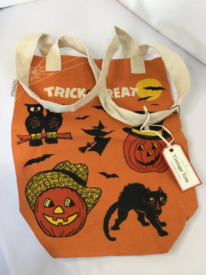 Halloween Orange/Black Cotton Bag Holiday Item