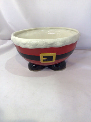 St. Nicholas Square Bowl Red/white Ceramic Santa Holiday Item