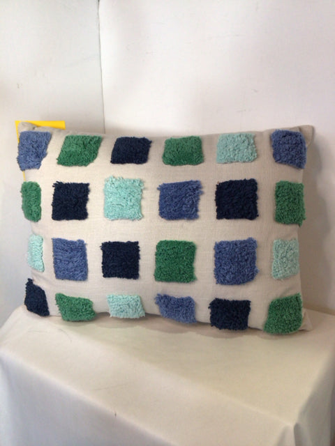 Teal/Blue Cotton Squares Pillow