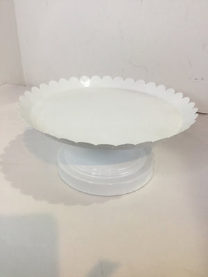 White Metal Scalloped Cake Plate/Stand