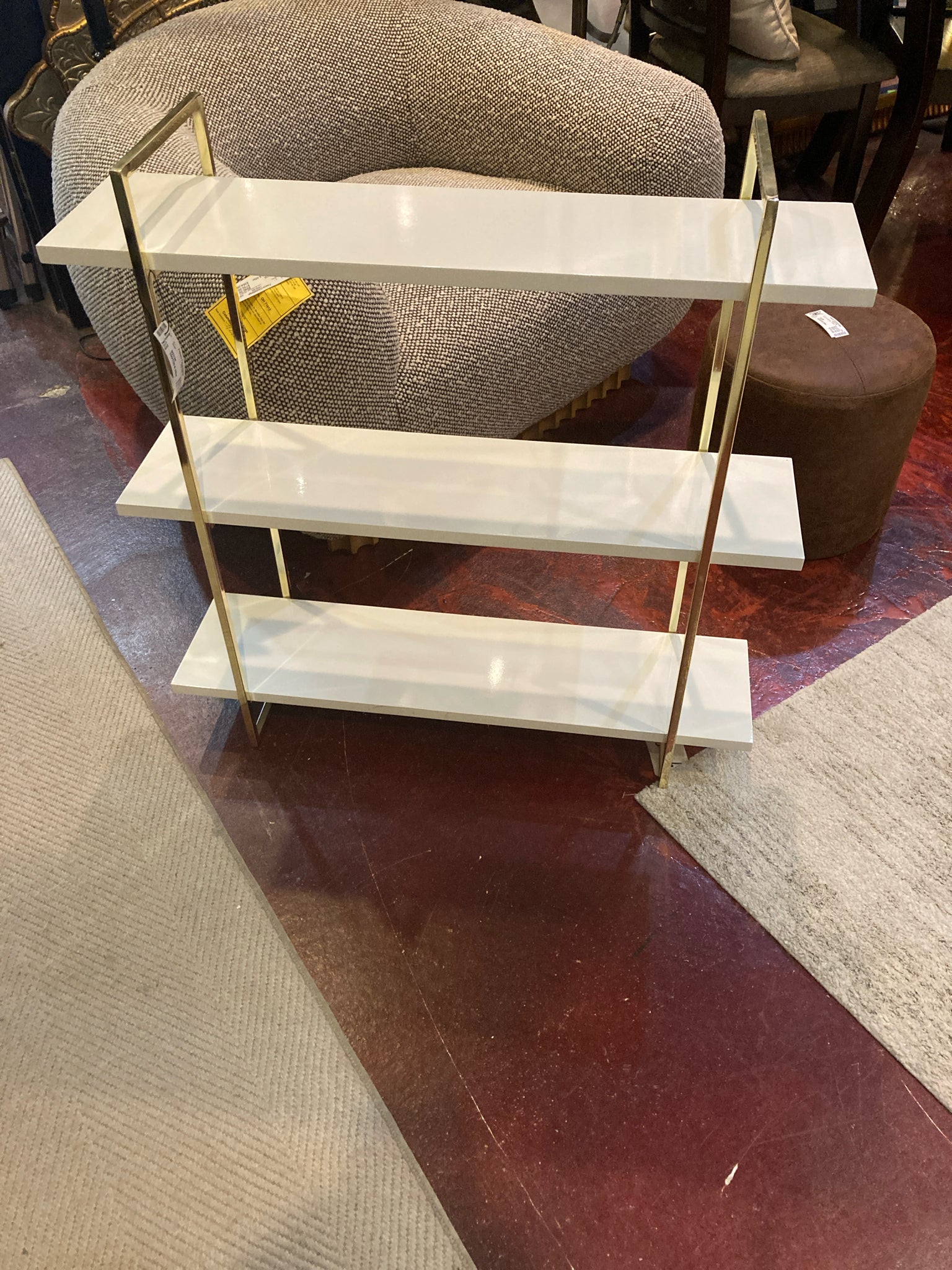 Gold/White Metal/Wood Tiered Shelf