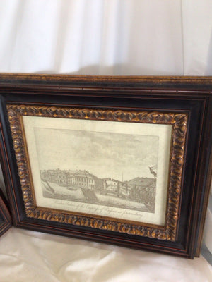 Etched Sepia Buildings Framed Art