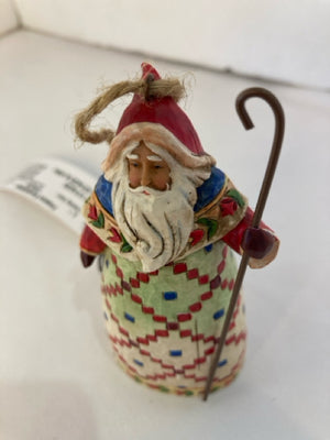 Jim Shore Ornament Multi-Color Wood Santa w/Cane Holiday Item