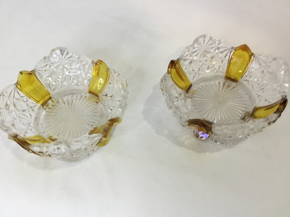 Vintage Clear/Gold Glass Pair Bowl