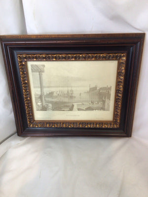 Etched Sepia Buildings Framed Art