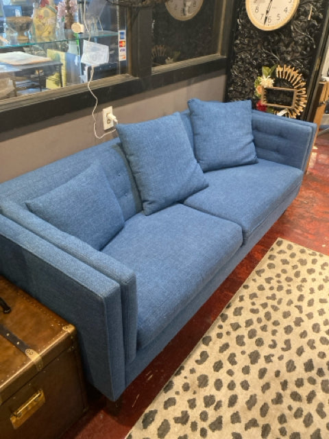 2 Cushion Tweed Blue Sofa/Couch