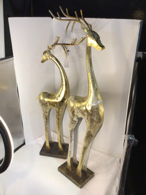 Pair Gold Metal Reindeer Holiday Item