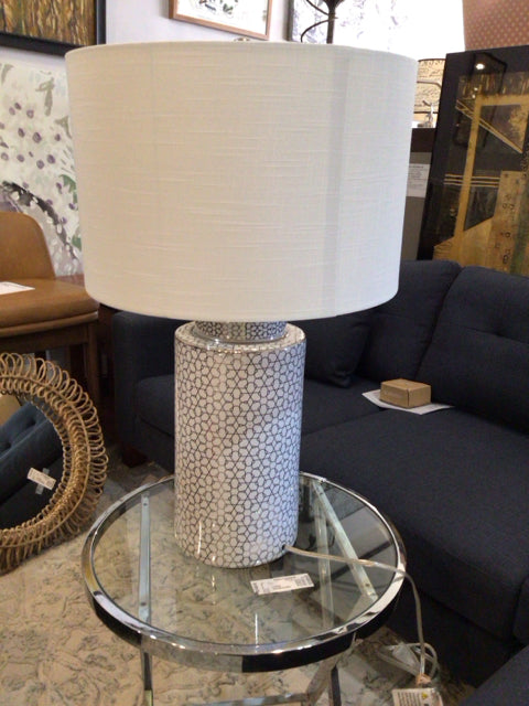 Grey/White Drum Shade Lamp