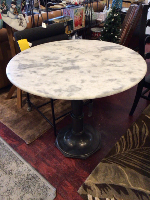 Four Hands Pedestal Marble White Table