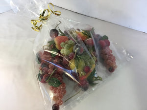 Vintage Fruit Red/Multi Resin Ornaments Set of 6 Holiday Item
