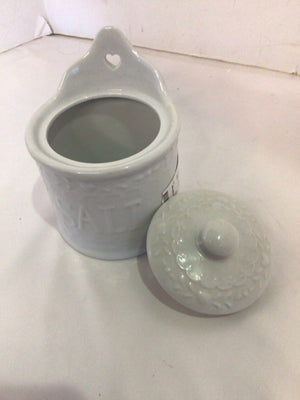 Lidded Cream Ceramic Salt Box