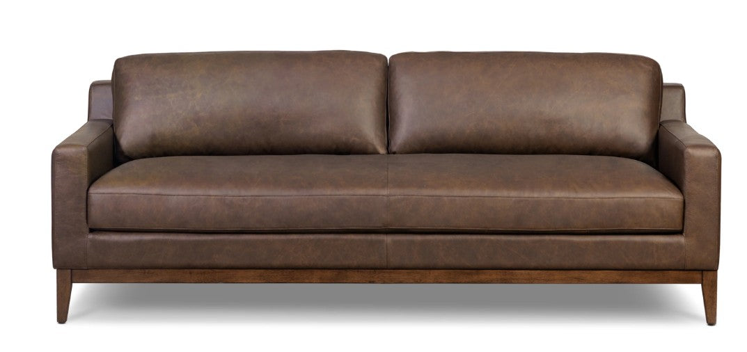 Poly & Bark Mid-Century Leather Brown Sofa/Couch 2UCXY2PW