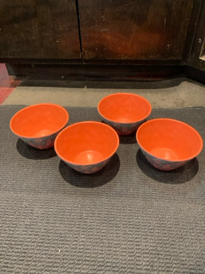 Studio California Set of 4 Aqua/Orange Melamine Floral Bowl Set
