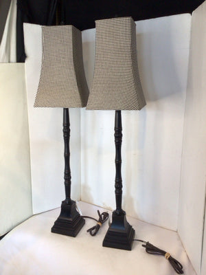 Buffet Bronze Metal Stick Pair Lamp