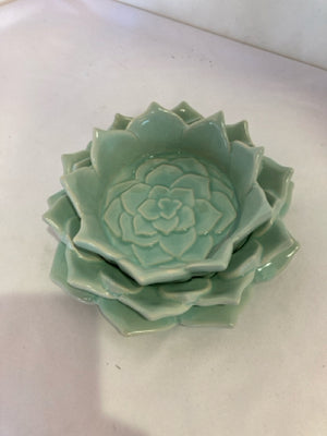 Aqua Ceramic Lotus Candle Holder
