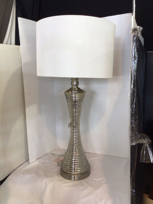 Silver Glass Ribbed Lamp