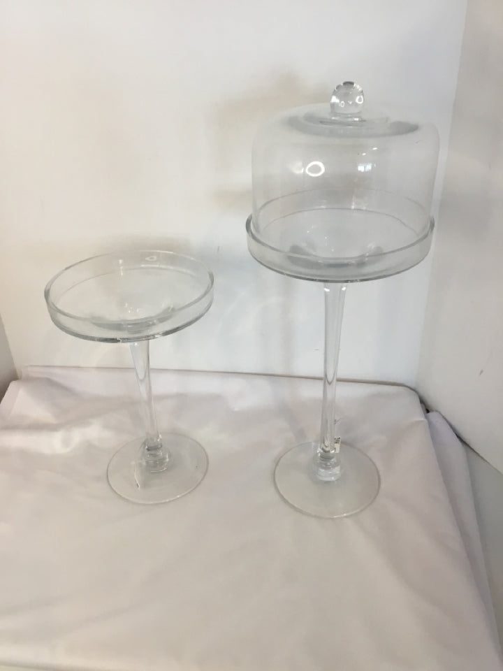 Clear Glass Pair Cake Plate/Stand