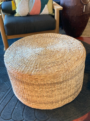 Drum Wicker Round Table Natural Ottoman