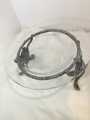 Clear/Silver Pewter Turtle Serving Dish