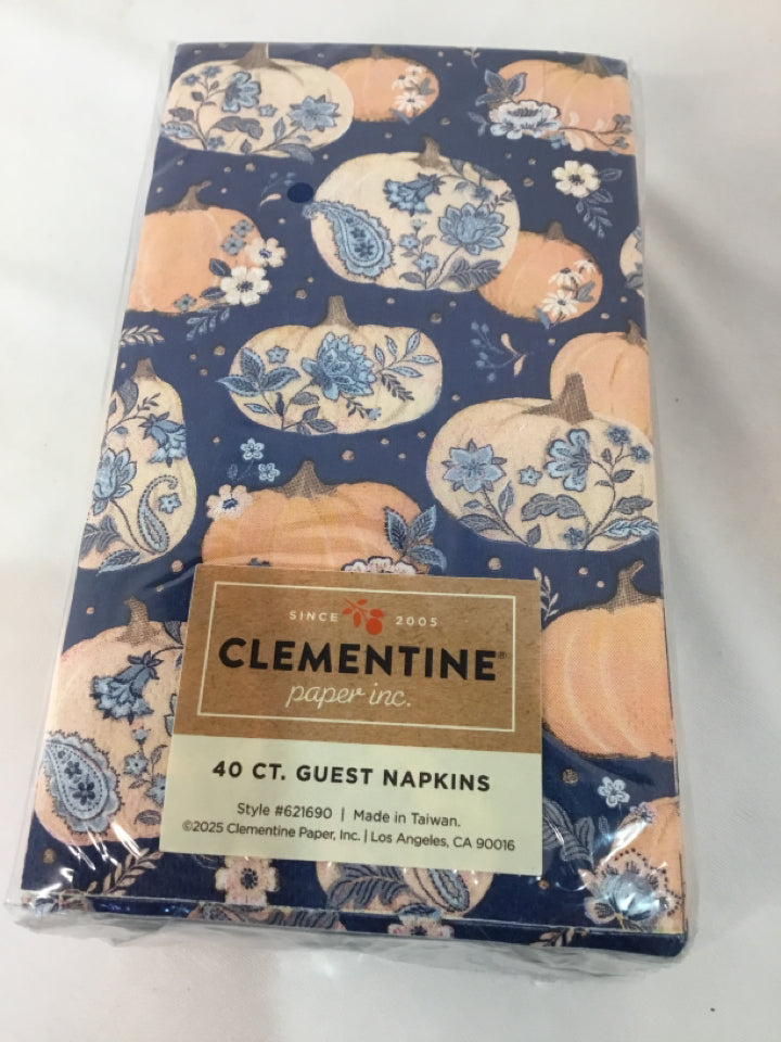 Clementine Blue/Orange Pumpkin Napkins