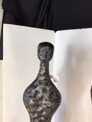 PIER 1 Pair Black Hammered Metal People 2 Sizes Statue