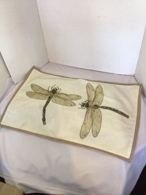 Pottery Barn Tan/Cream Dragonfly Jeweled Pillow Cover