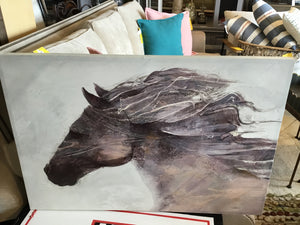 Brown/White Canvas Horse Head Stretch Canvas Art