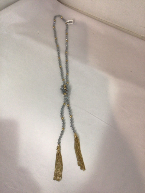 Gray/gold Beaded Necklace